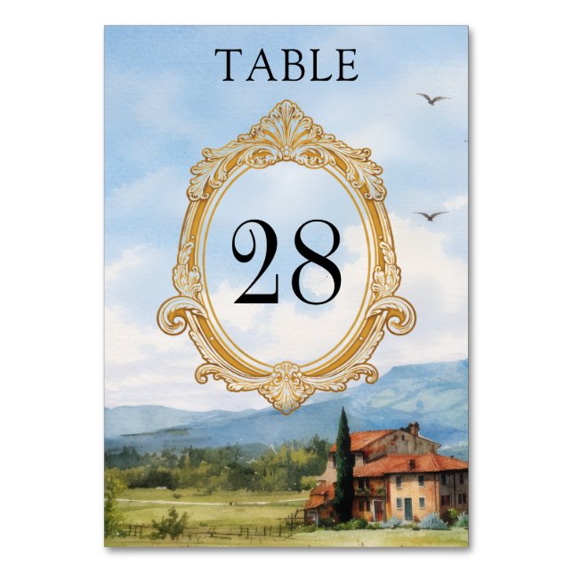 Tuscany Countryside Wedding Table Number (Front)