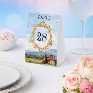 Tuscany Countryside Wedding Table Number Paper Table Tent