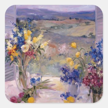 Tuscany Floral Square Sticker by AuraEditions at Zazzle