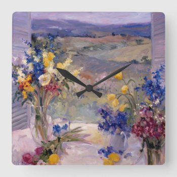Tuscany Floral Square Wall Clock by AuraEditions at Zazzle