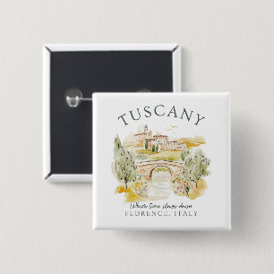 Tuscany Florence Italy – Serene Summer Landscape Button