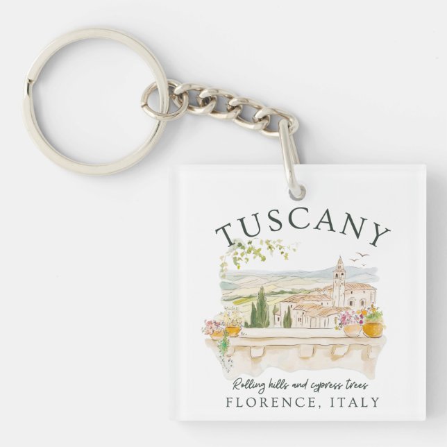 Tuscany Florence Travel – Rolling Hills & Trees Keychain (Front)