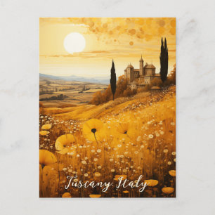 Tuscany Flower Valley Painting Italy Travel Art Postcard