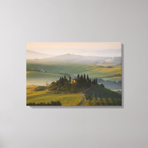 Tuscany hill landscape at sunrise canvas print