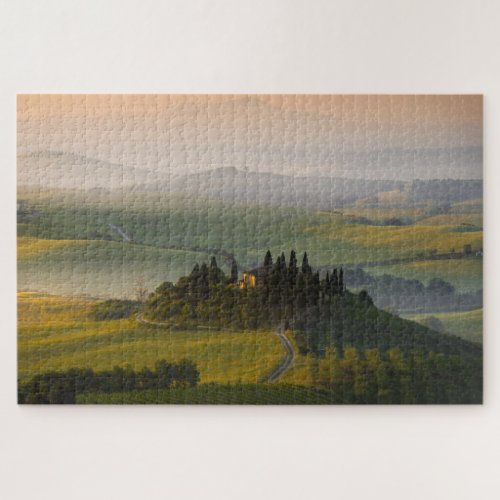 Tuscany hill landscape at sunrise jigsaw puzzle
