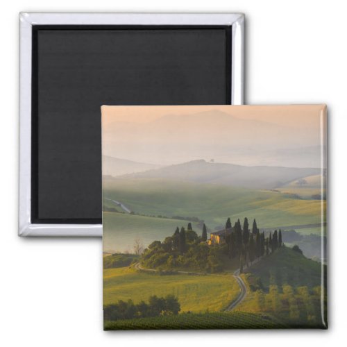 Tuscany hill landscape at sunrise magnet