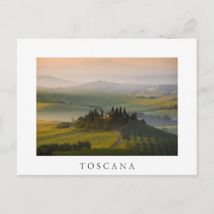 Tuscany hill landscape at sunrise postcard