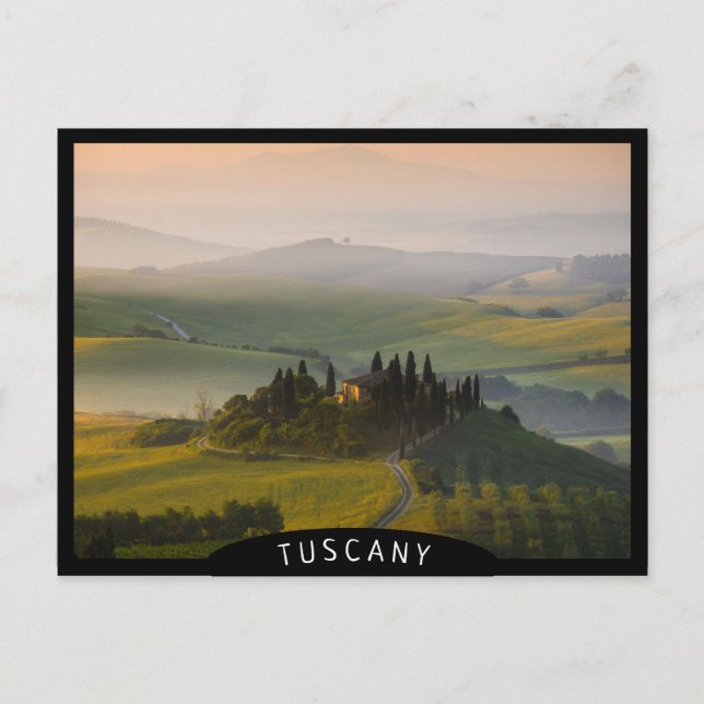 Tuscany hill landscape at sunrise postcard (Front)