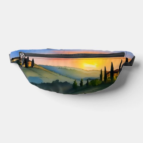Tuscany Hills Scenic Watercolor  Fanny Pack