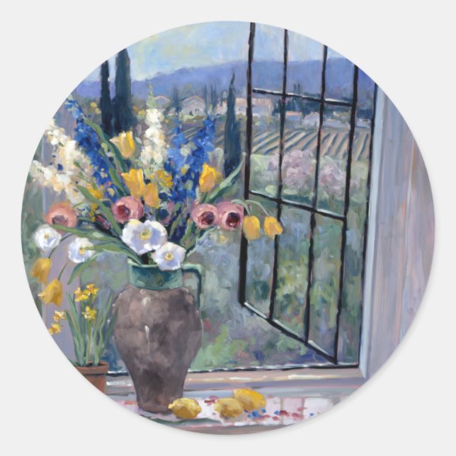Tuscany Hillside II Classic Round Sticker (Front)