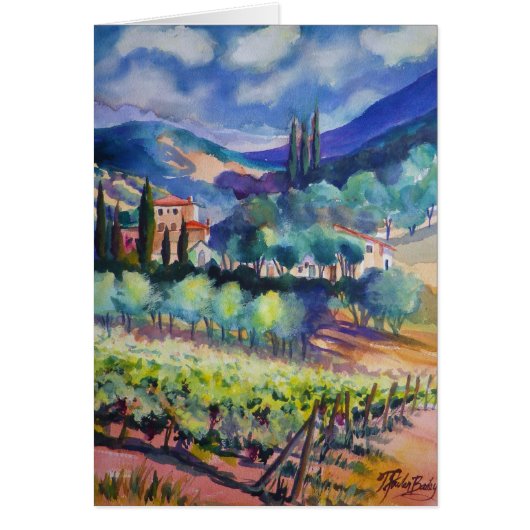 "tUSCANY Hillside in BLUES" Cards (Front)