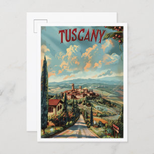 Tuscany Italia Classic Art Retro Vintage Travel Postcard