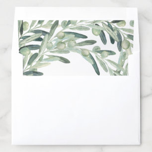 Tuscany Italian Olive Branch Green Modern Wedding Envelope Liner