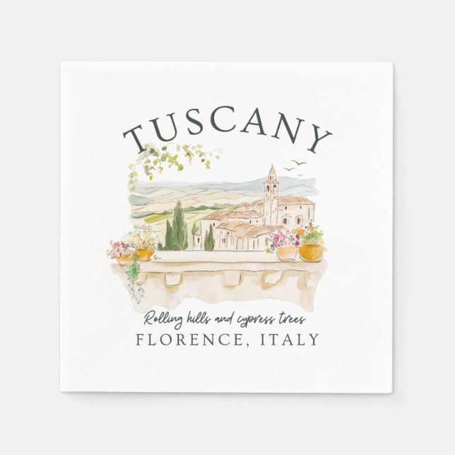 Tuscany Italy – Florence Hills & Cypress Trees Napkins (Front)