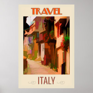 Tuscany Italy Italian Abstract Colorful Travel Poster