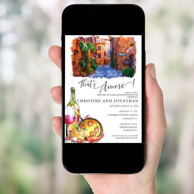 Tuscany Italy | Italian Food | Rehearsal Dinner  Invitation (Front Digital)