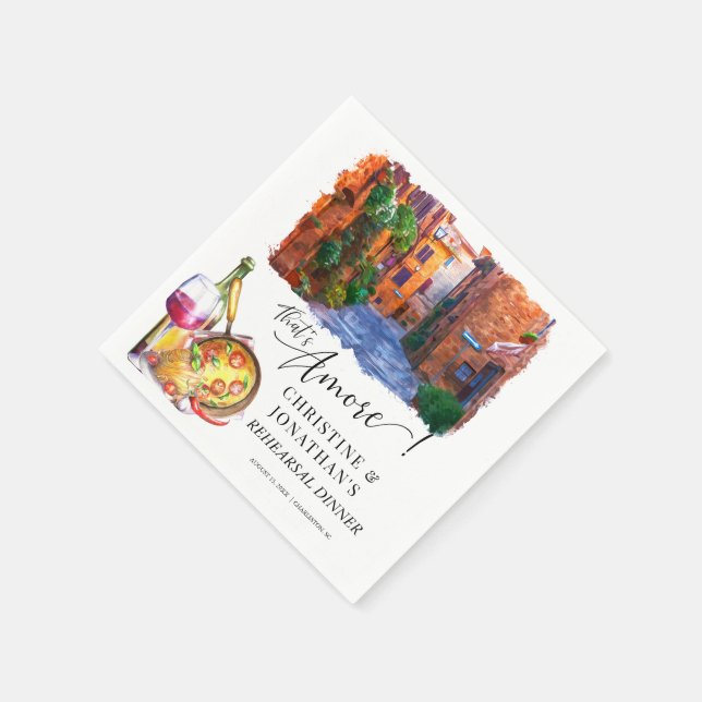Tuscany Italy | Italian Food | Rehearsal Dinner Napkins (Corner)