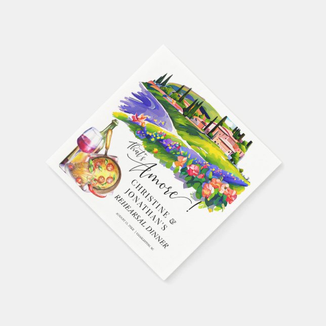Tuscany Italy | Italian Food | Rehearsal Dinner Napkins (Corner)