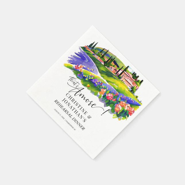 Tuscany Italy | Italian Food | Rehearsal Dinner Napkins (Corner)