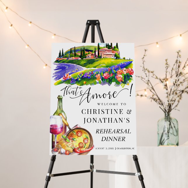Tuscany Italy | Italian Food | Rehearsal Welcome  Foam Board (In Situ (Stand))