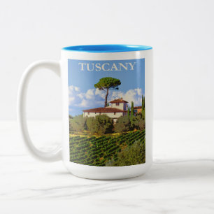 Tuscany Italy Italian Villa Retro Travel Poster Two-Tone Coffee Mug