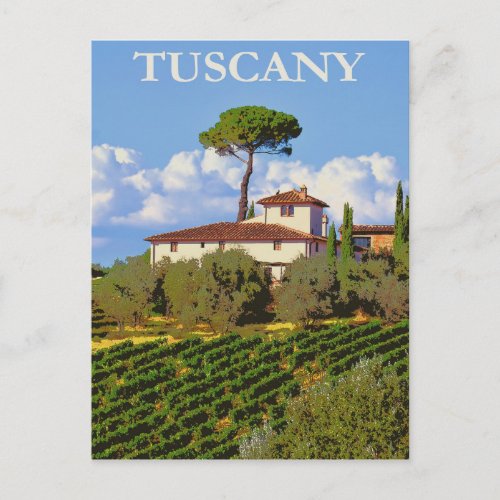Tuscany Italy Italian Villa Retro Vintage Travel Postcard