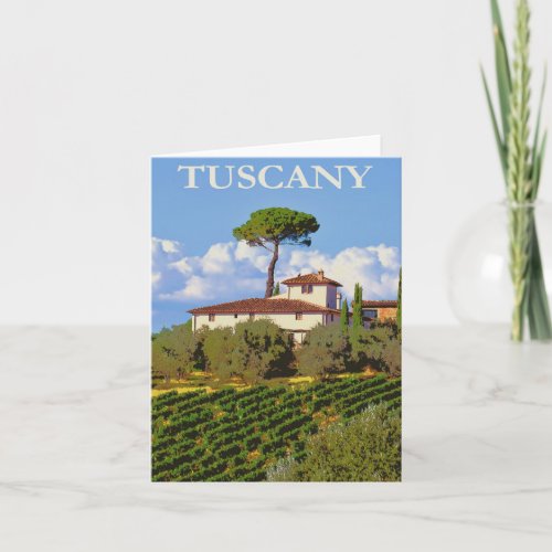 Tuscany Italy Italian Villa Vintage Travel Poster Note Card
