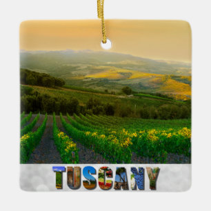 Tuscany Italy Italian Vineyard Photo Christmas Ceramic Ornament