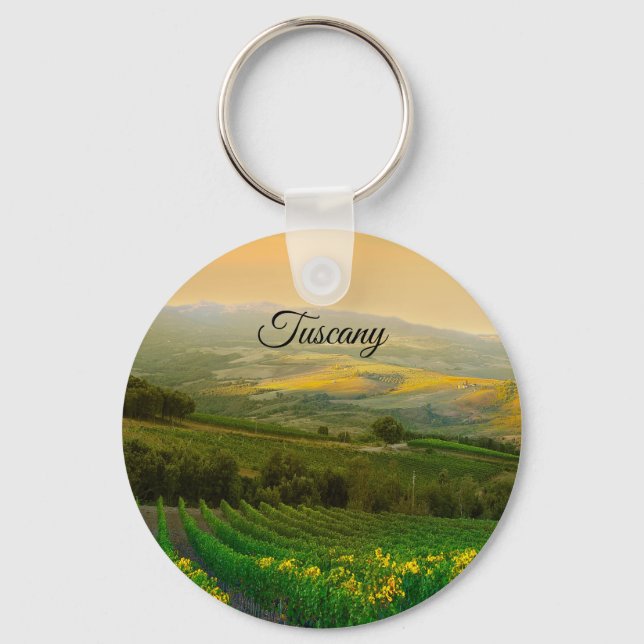 Tuscany Italy Italian Vineyard Photo Keychain (Front)