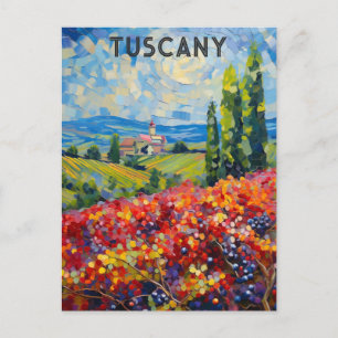 Tuscany Italy Italian Vineyard Textured Watercolor Postcard