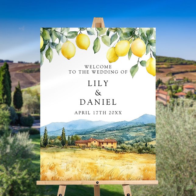 Tuscany Italy Lemons Wedding Welcome Sign (Tuscany Italy Lemons Wedding Welcome Sign)
