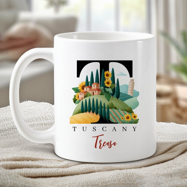 Tuscany Italy Monogram Letter T Personalized Gift Coffee Mug (Tuscany Italy Monogram Letter T Personalized Gift Coffee Mug)