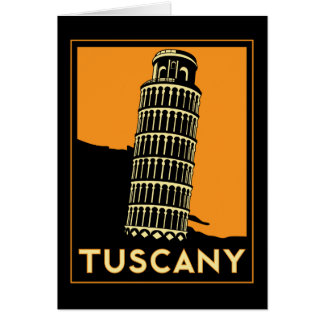 Tuscany Italy retro art deco travel poster Cards