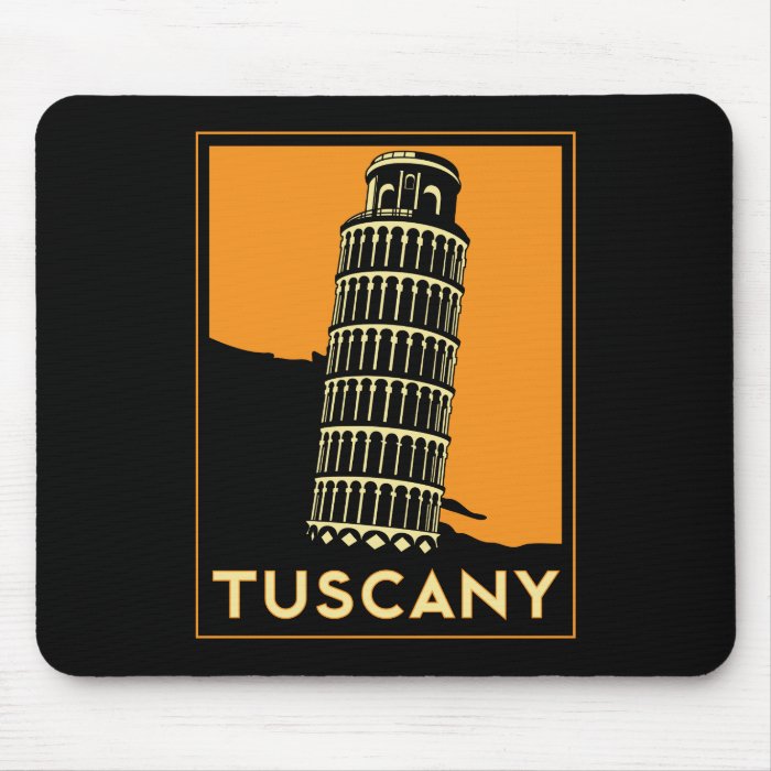 Tuscany Italy retro art deco travel poster Mouse Pads