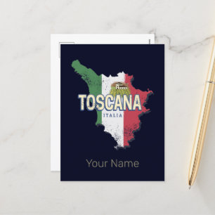 Tuscany Italy Retro Region Map Vintage Fattoria Holiday Postcard