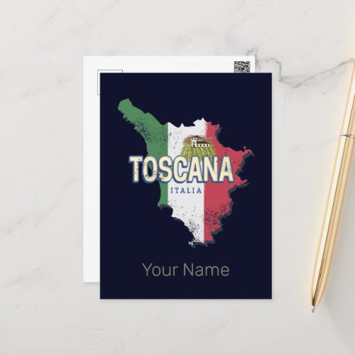 Tuscany Italy Retro Region Map Vintage Fattoria Holiday Postcard