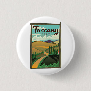 Tuscany Italy travel poster Button