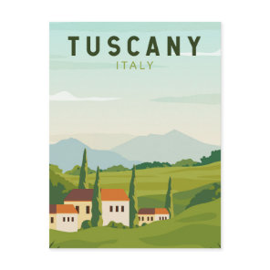 Tuscany Italy Travel Vintage Art Postcard