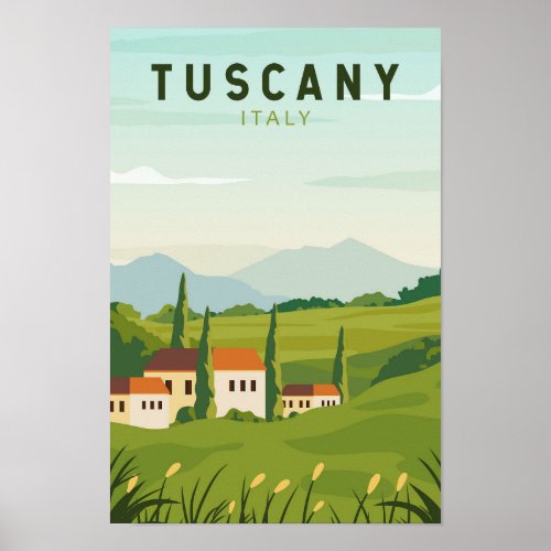 Tuscany Italy Travel Vintage Art Poster