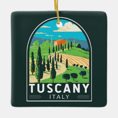 Tuscany Italy Vineyard Travel Art Vintage Ceramic Ornament