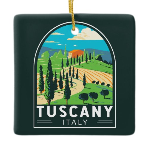 Tuscany Italy Vineyard Travel Art Vintage Ceramic Ornament