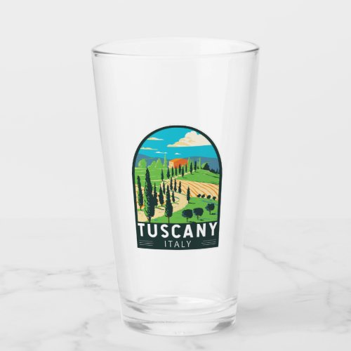 Tuscany Italy Vineyard Travel Art Vintage Glass