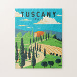 Tuscany Italy Vineyard Travel Art Vintage Jigsaw Puzzle<br><div class="desc">Tuscany vector art design. Its capital,  Florence,  is home to some of the world’s most recognizable Renaissance art and architecture,  including Michelangelo’s "David" statue.</div>