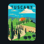 Tuscany Italy Vineyard Travel Art Vintage Magnet<br><div class="desc">Tuscany vector art design. Its capital,  Florence,  is home to some of the world’s most recognizable Renaissance art and architecture,  including Michelangelo’s "David" statue.</div>