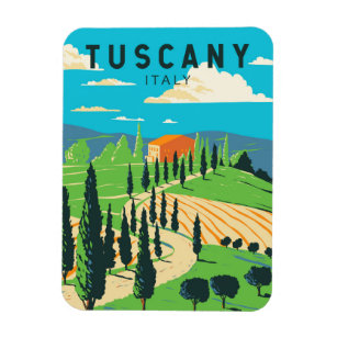 Tuscany Italy Vineyard Travel Art Vintage Magnet