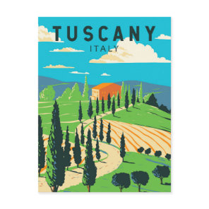Tuscany Italy Vineyard Travel Art Vintage Postcard