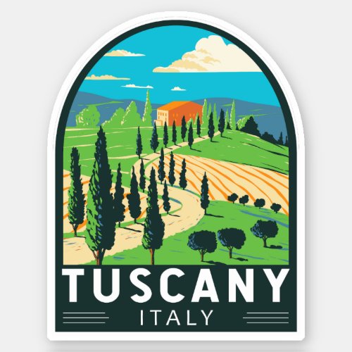 Tuscany Italy Vineyard Travel Art Vintage Sticker