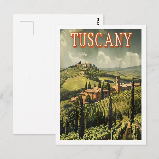 Tuscany Italy Vintage Famous Travel Place Postcard (Front/Back)