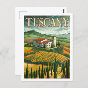 Tuscany Italy Vintage Famous Travel Place Postcard