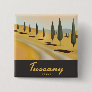 Tuscany Italy vintage style travel poster Button